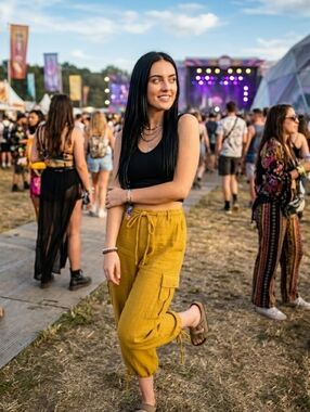 Urban Outfitters NWOT Murky Green-Yellow Cotton Gauze Cargo Balloon Pants!